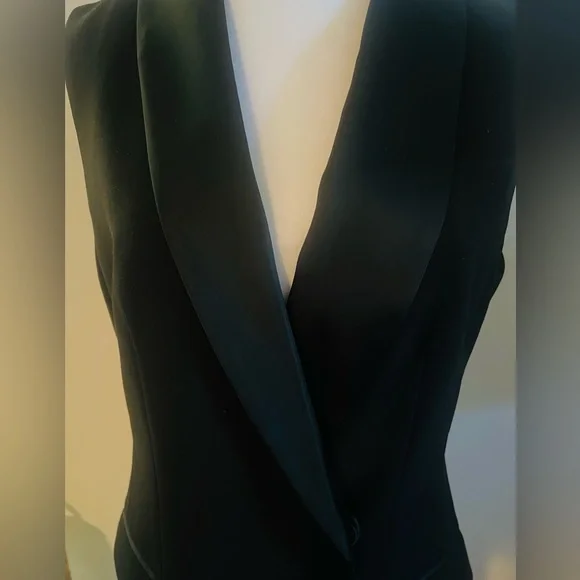 Zara Elegant Santin blend Black Vest Blazer - Picture 2 of 8